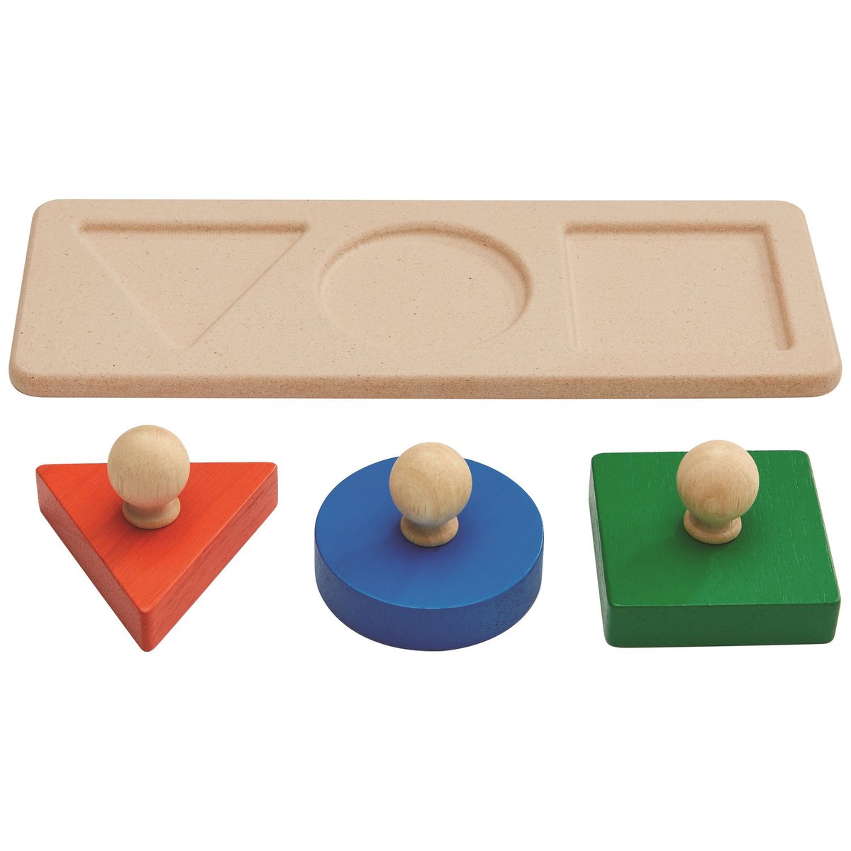 Puzzle à encastrer vert, bleu, rouge, PLAN TOYS
