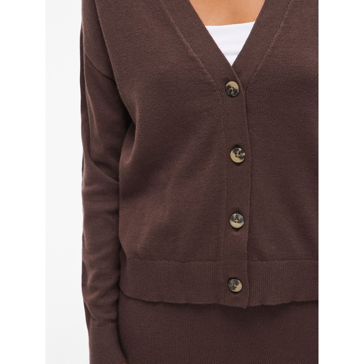 Gilet boutonné col V coffee bean, VILA