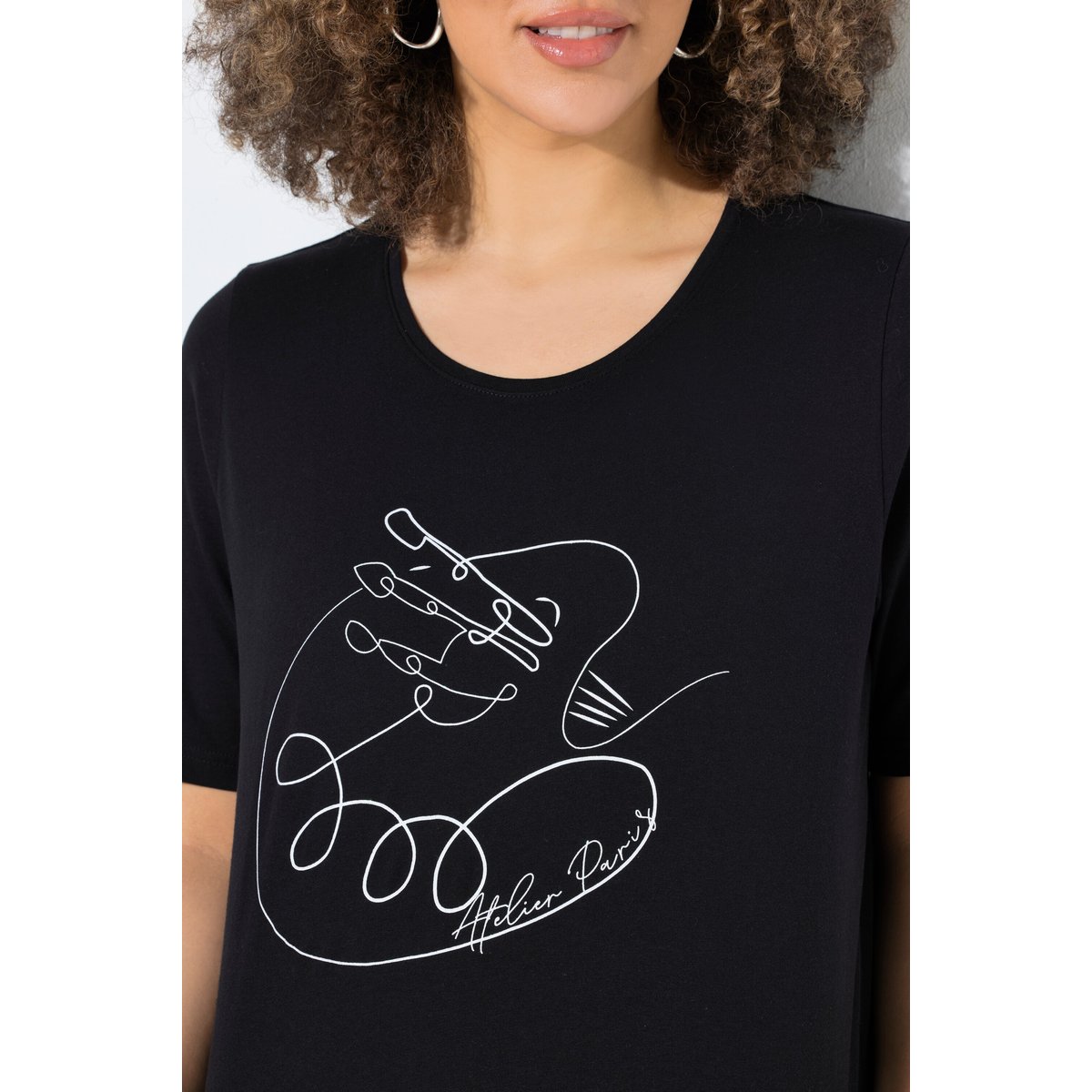 T-shirt motif imprimé, coupe Classic Fit noir, ULLA POPKEN