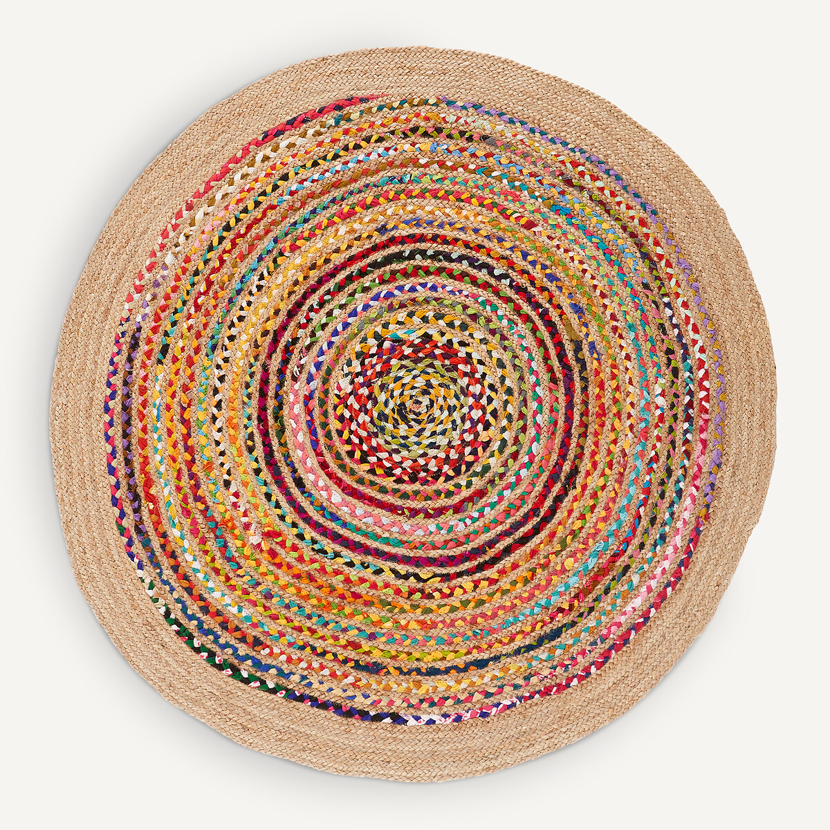 Jaco 150cm Diameter Colourful Round Jute & Cotton Rug multi-coloured, AM.PM
