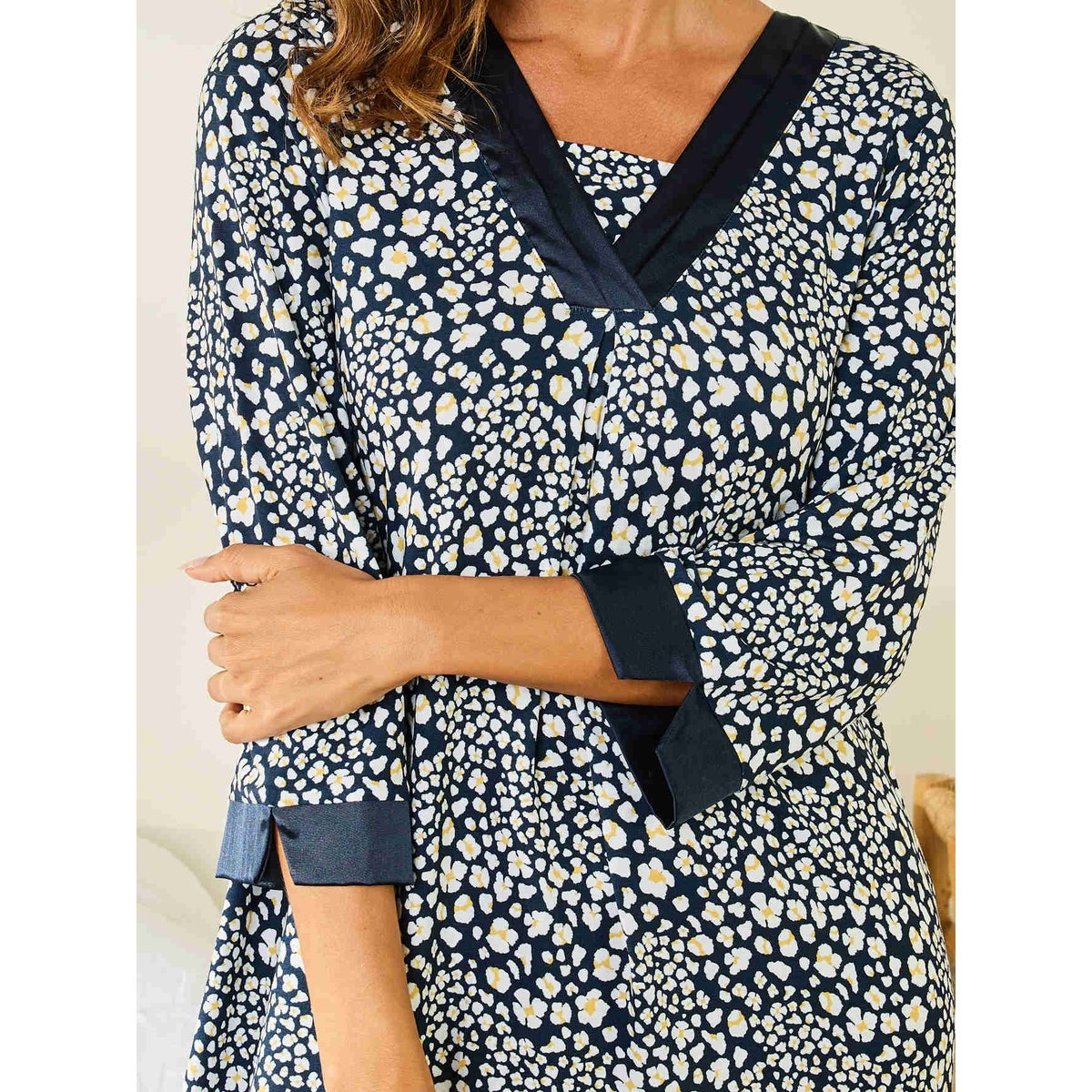 Chemise de nuit longue femme imprimé jaune, DAXON