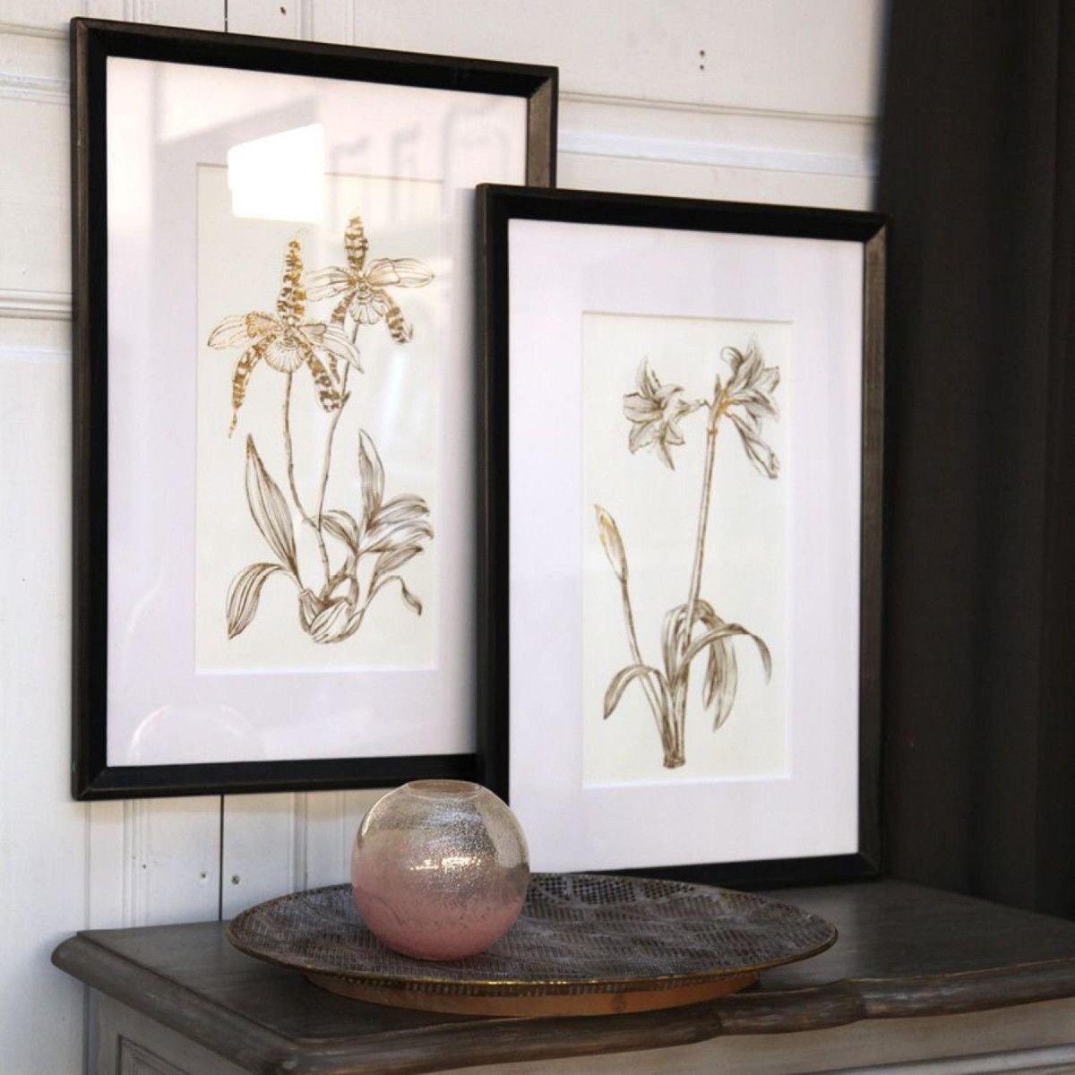 Tableau décoratif feuilles dorées (set de 2) or, INTERIOR'S