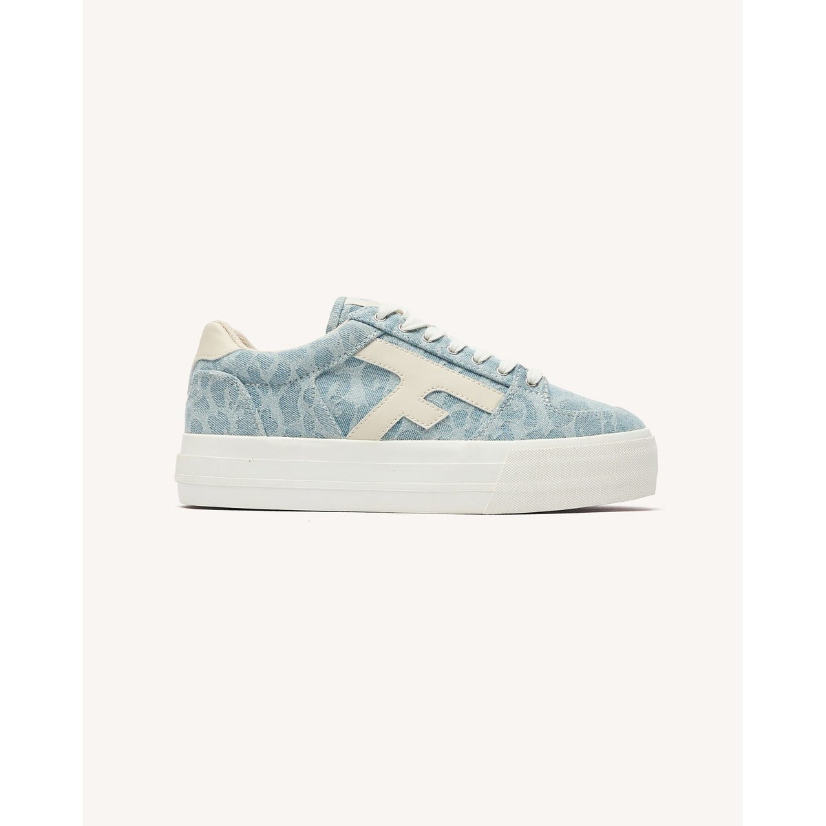 Tennis basses tissu WALNUT PLATFORM bleu clair et crème, FAGUO