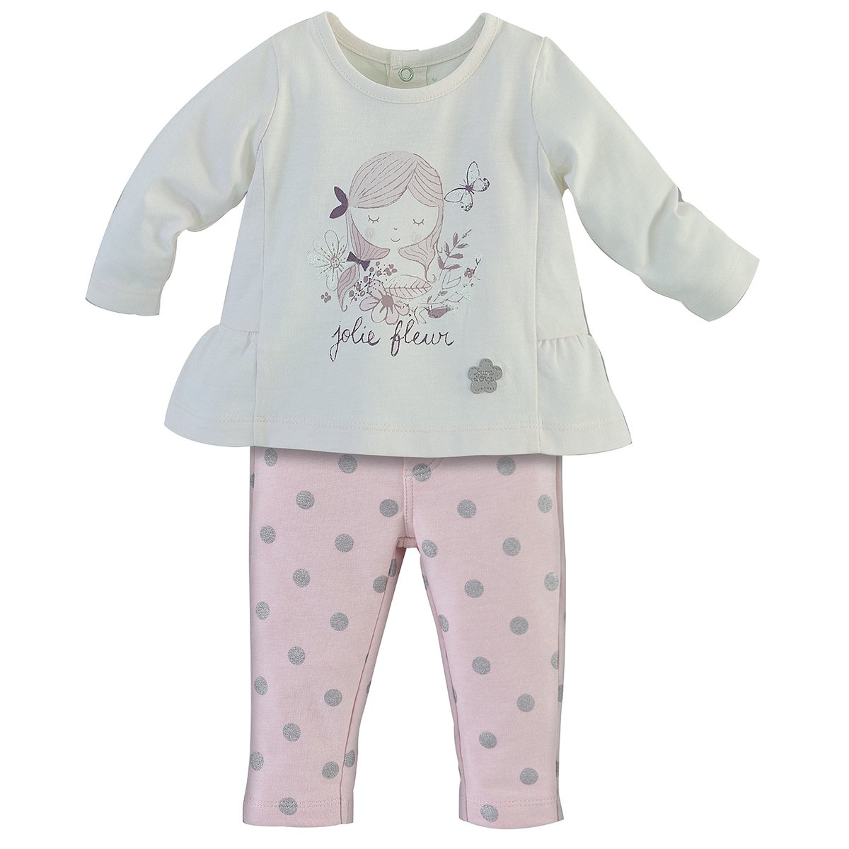 Ensemble pantalon fille ecru/rose rose, SUCRE D'ORGE