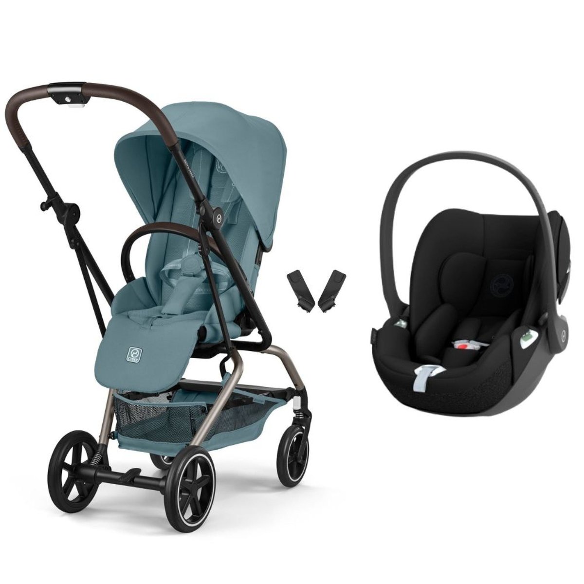 Pack poussette duo Eezy S Twist+ 2 + siège auto Cloud T i-Size bleu stormy blue, CYBEX
