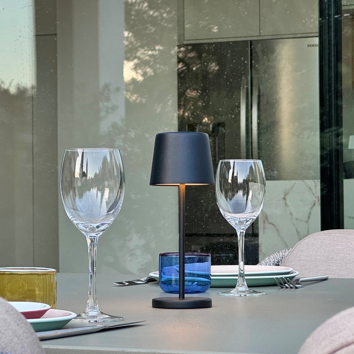 Lot de 6 Lampes de table avec socle 6x KELLY MINI noir, LUMISKY