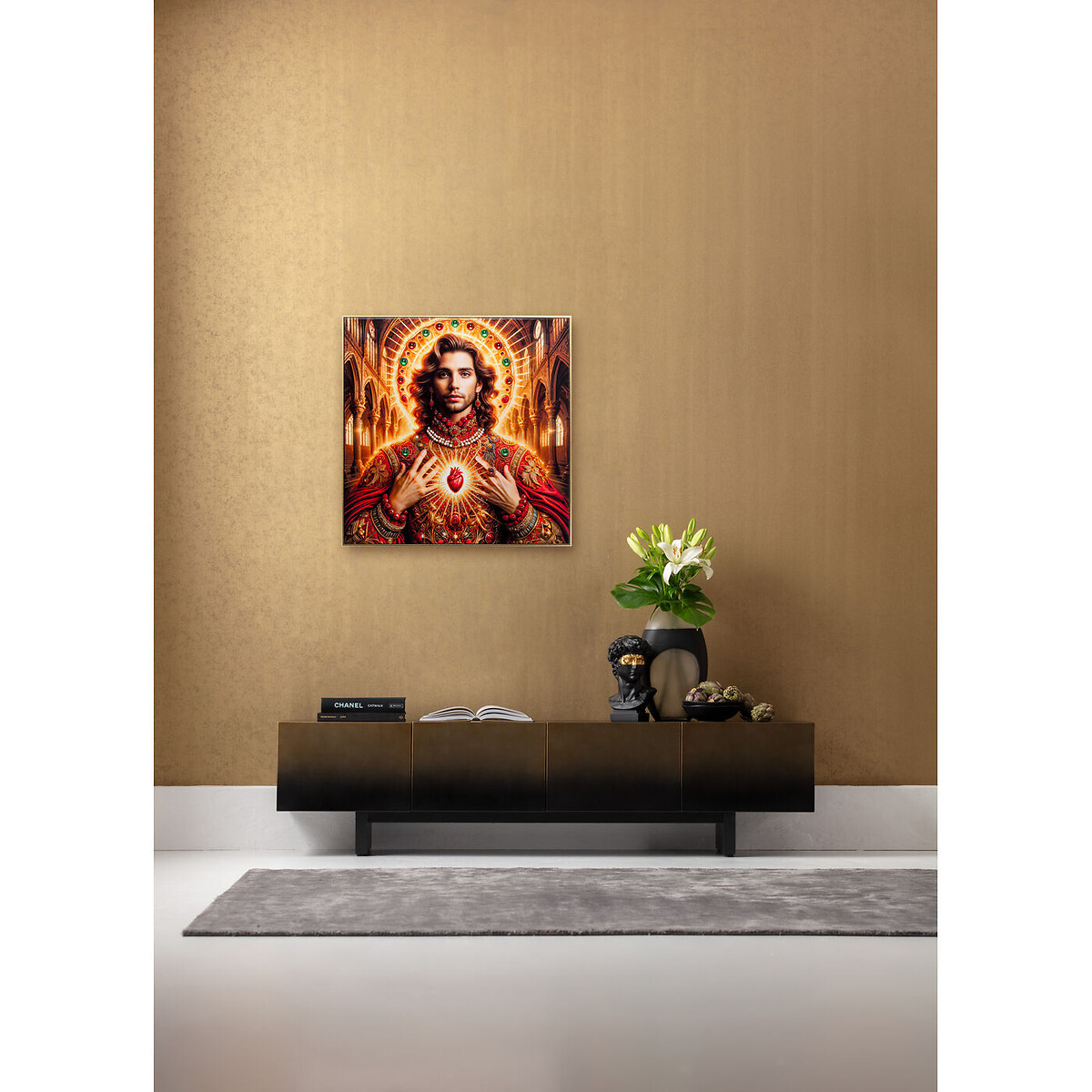 Tableau encadré Saint Halo Man 100x100cm marron, KARE DESIGN