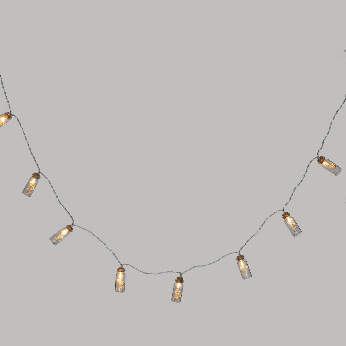 Guirlande LED bouteilles verre à pile FLEUR beige, ATMOSPHERA