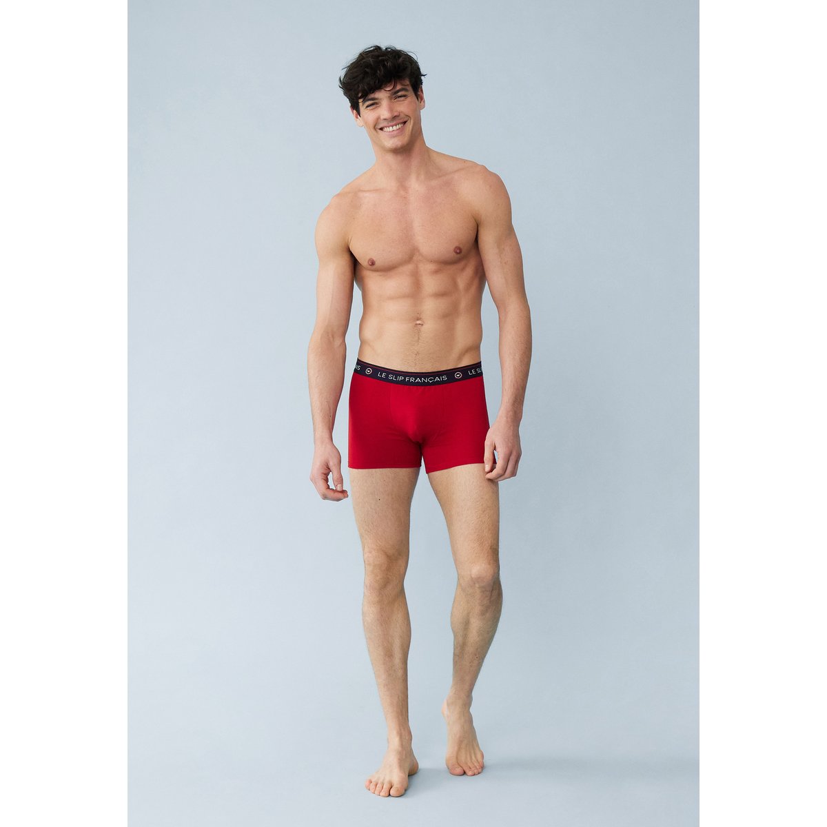 Lot de 4 boxers en coton Redoutable bleu marine gris chiné rouge noir, LE SLIP FRANCAIS