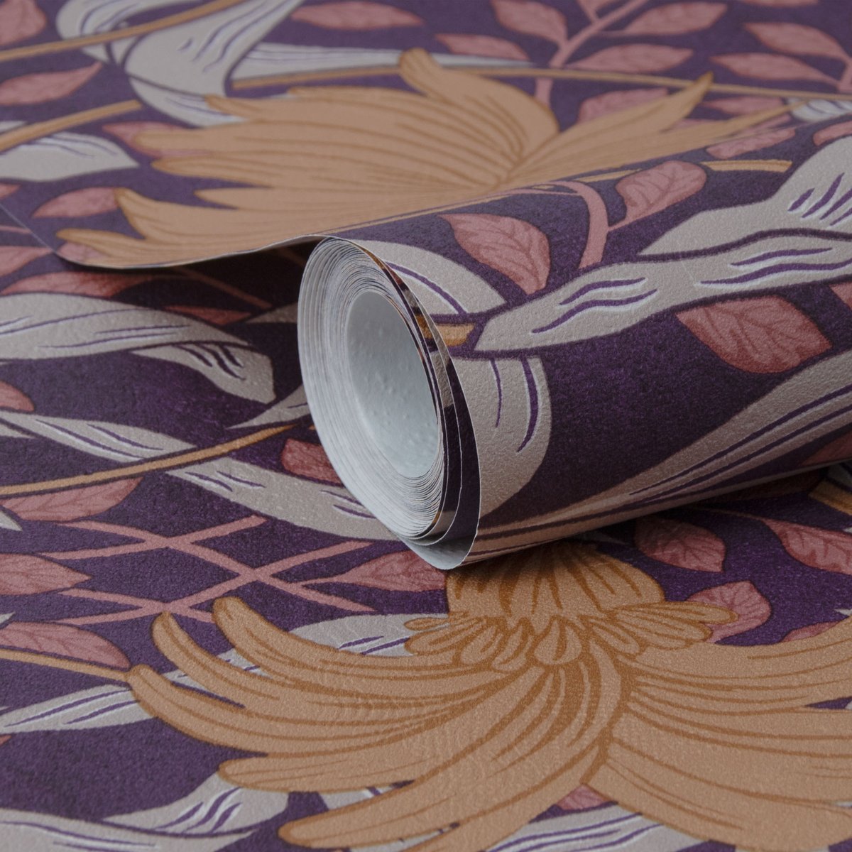 Papier peint Fleurs de Manon Jolie rouge pourpre, orange, SUBLIME