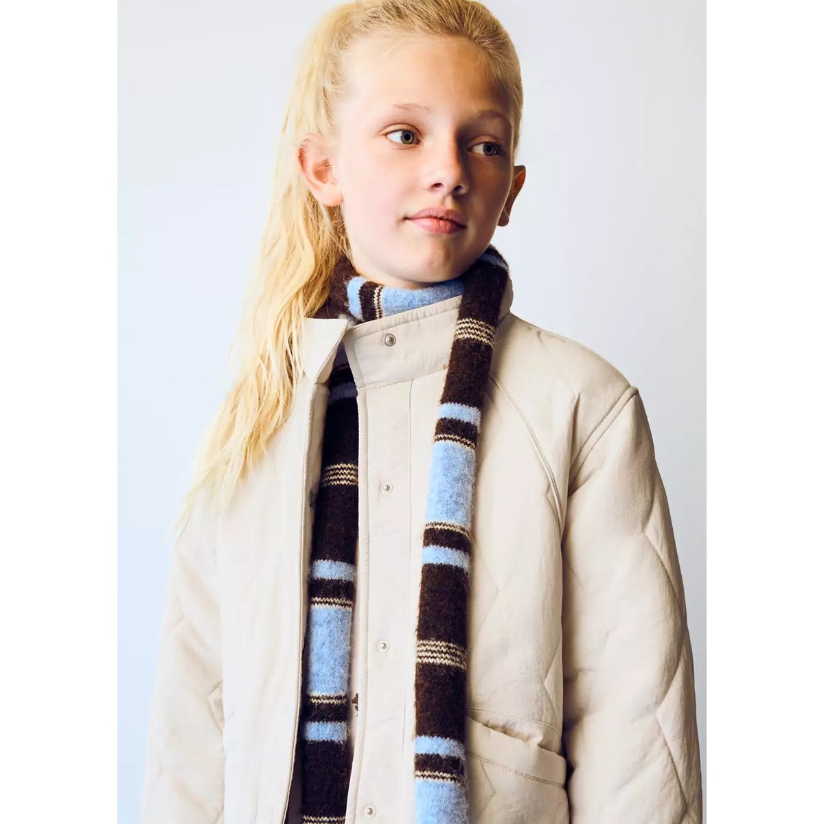 Veste matelassée col cheminée écru, MANGO KIDS