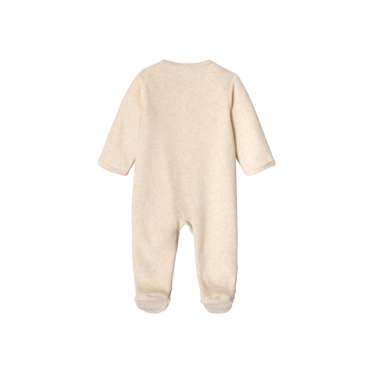 Pyjama bébé mixte en velours ouverture devant beige chiné, VERTBAUDET