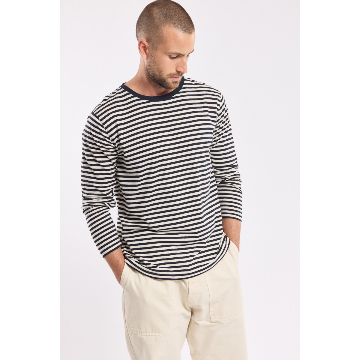 Marinière Héritage en coton et lin HERITAGE rich navy/nature, ARMOR-LUX