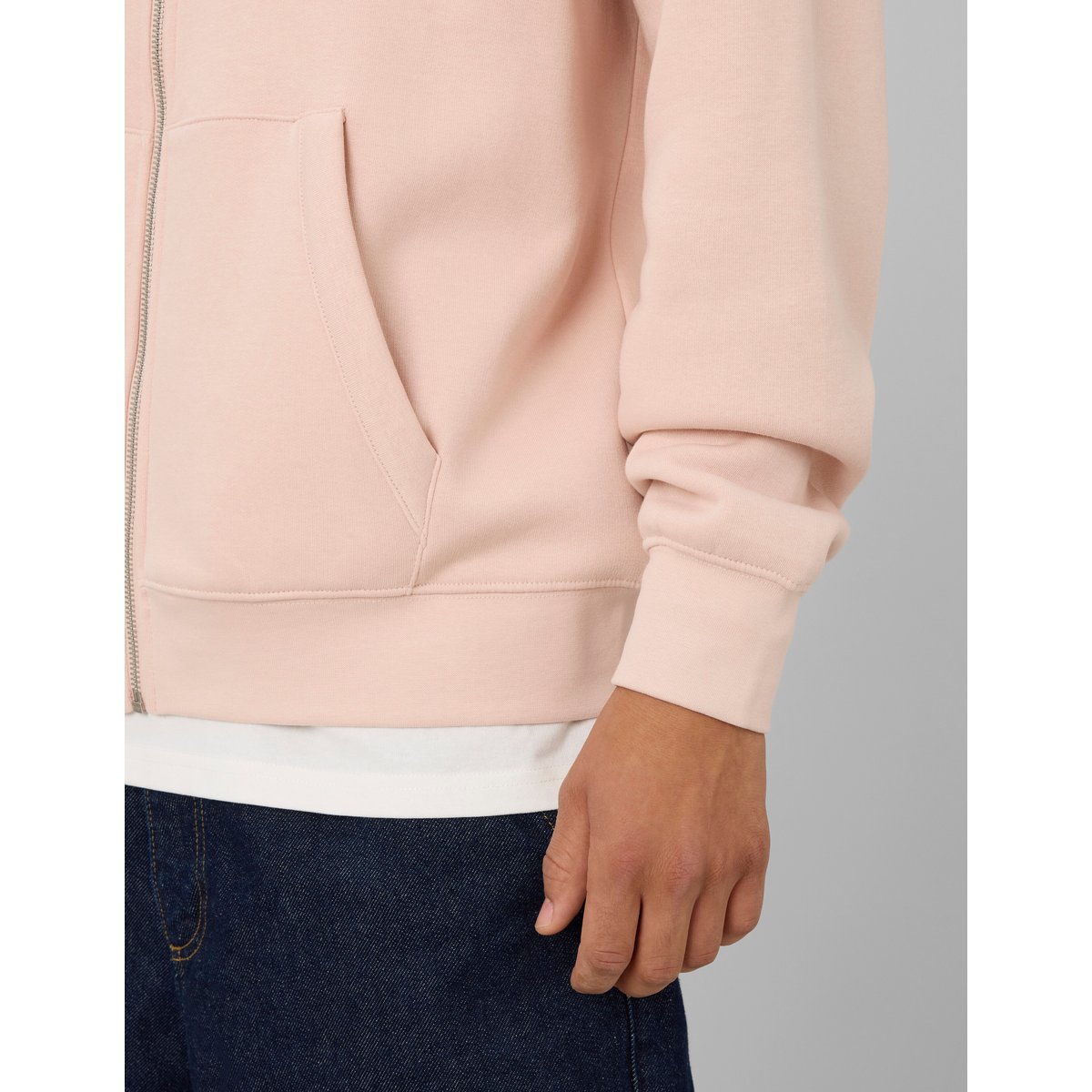 Sweat zippé imprimé devant/dos rose pâle, BZB