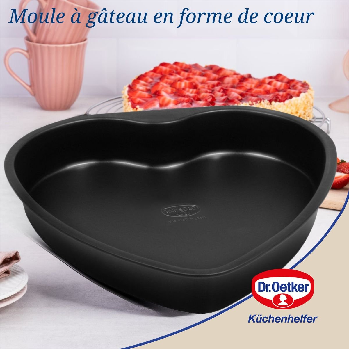Lot de 2 moules à gâteaux 24/24 cm en acier TRADITION noir, DR OETKER