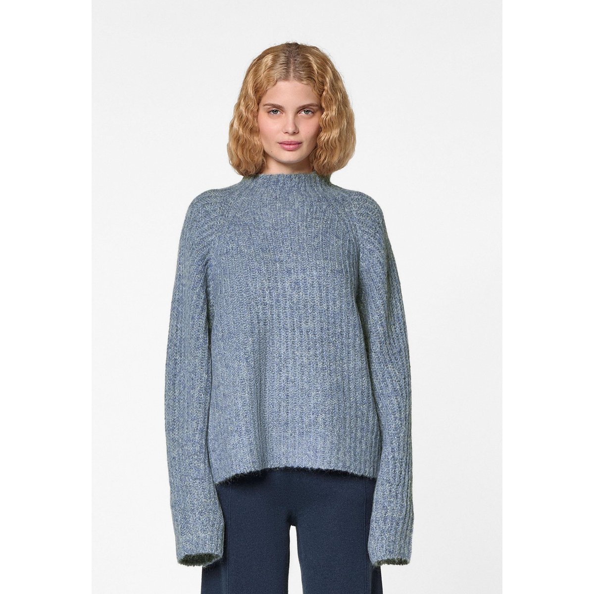 Pull oversize en grosse maille chiné bleu, RODIER