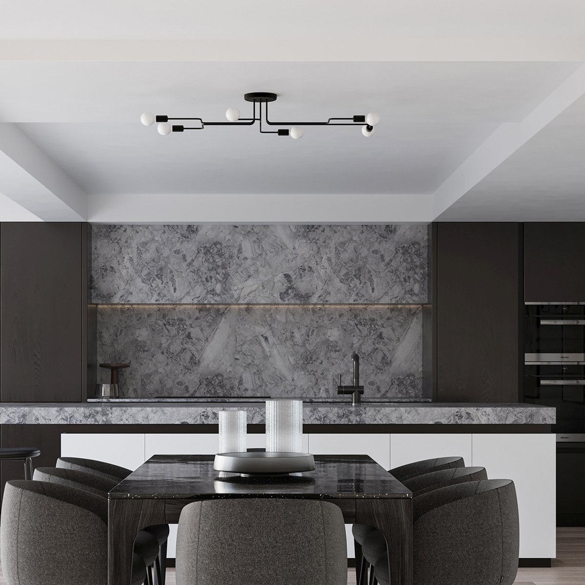 Lustre Acier Noir E27 4 Vector noir, EDEN