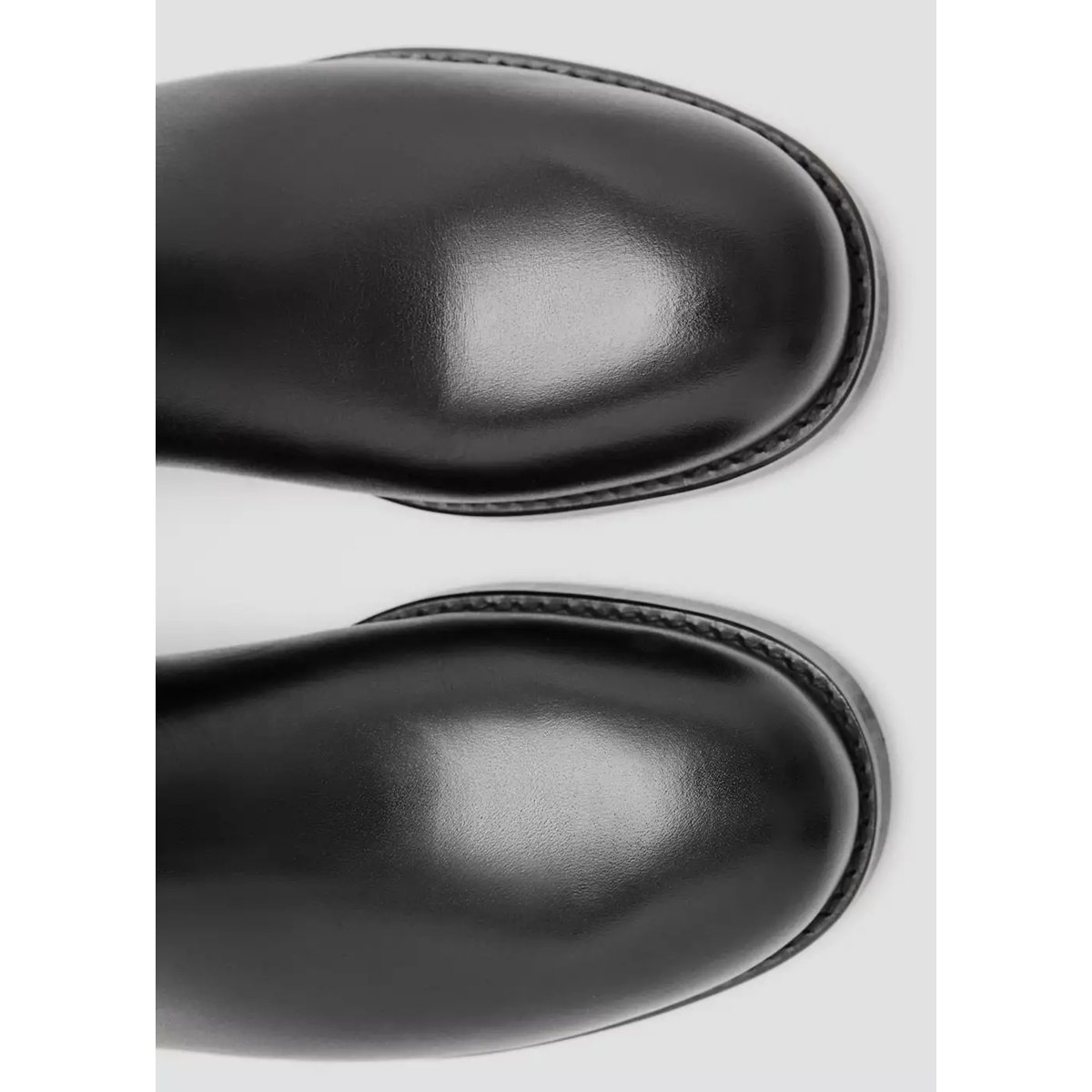 Bottines cuir bout rond noir, MANGO