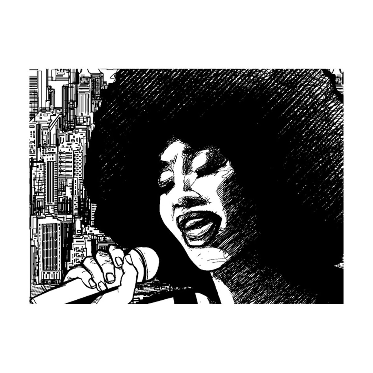 Papier peint intissé panoramique Hobby Chanteuse de jazz noir, EDEN