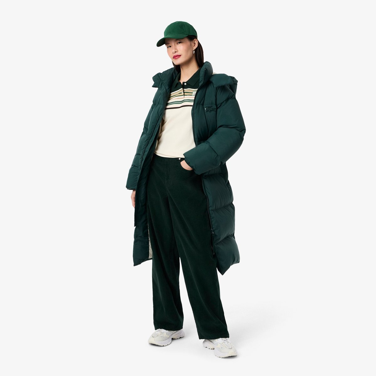 Pantalon wide fit velours côtelé vert-yzp, LACOSTE