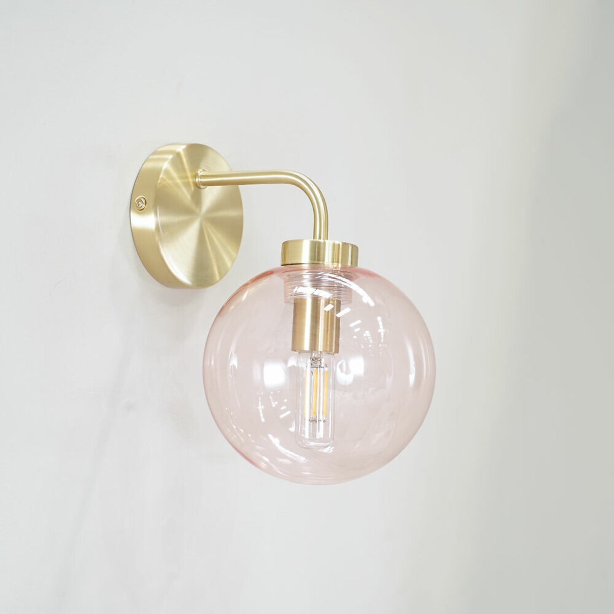 Freddy Brushed Gold and Pink Globe Wall Light gold-coloured, SO'HOME