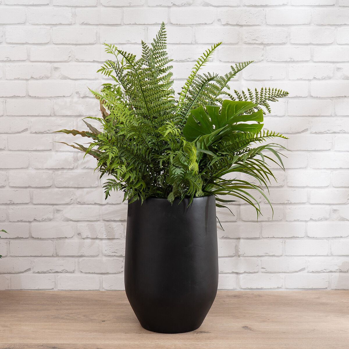 102cm Artificial Mixed Fern Container Black green, SO'HOME