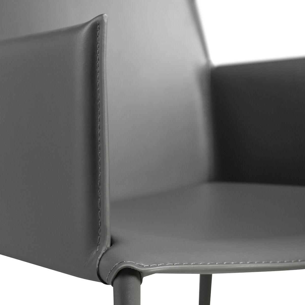 Fauteuil en cuir avec accoudoirs, Solène gris foncé, ZAGO