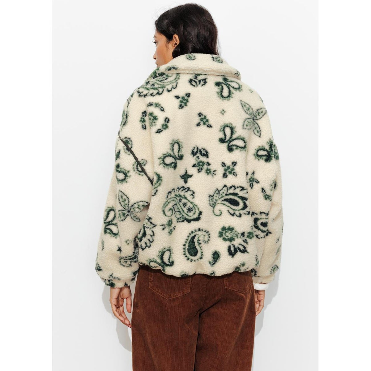Blouson chaud moumoute léopard imprimé écru, PROMOD