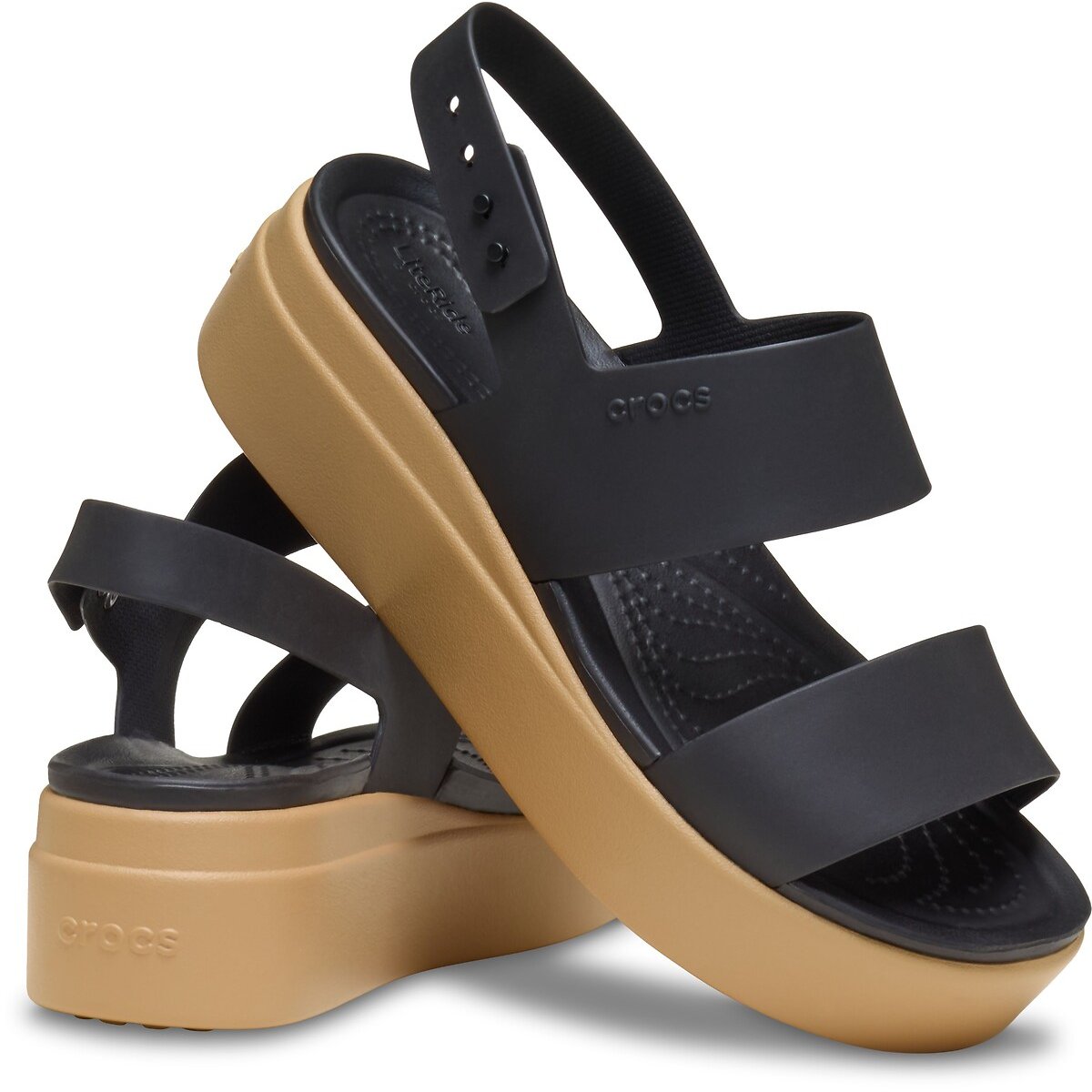 Sandálias compensadas, Brooklyn preto/camel, CROCS