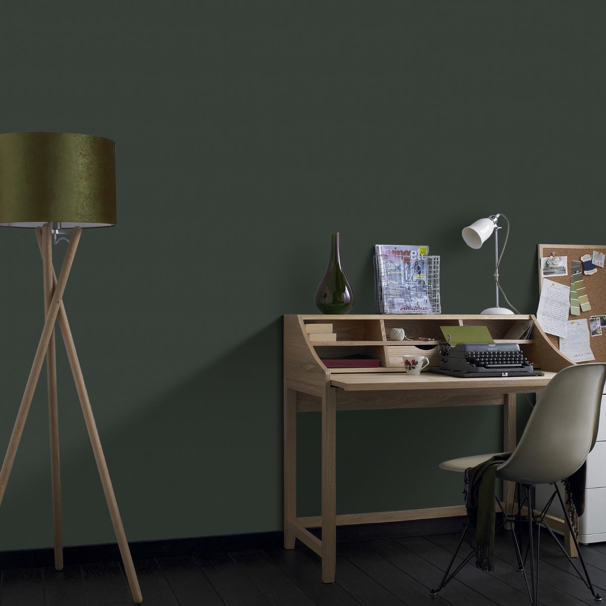 Papier peint Velvet Uni vert foncé, WOW