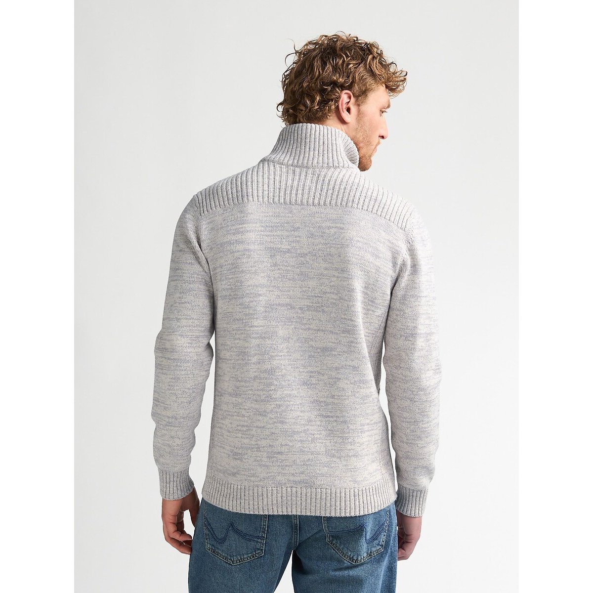Cardigan in maglia fine écru chiné, PETROL INDUSTRIES