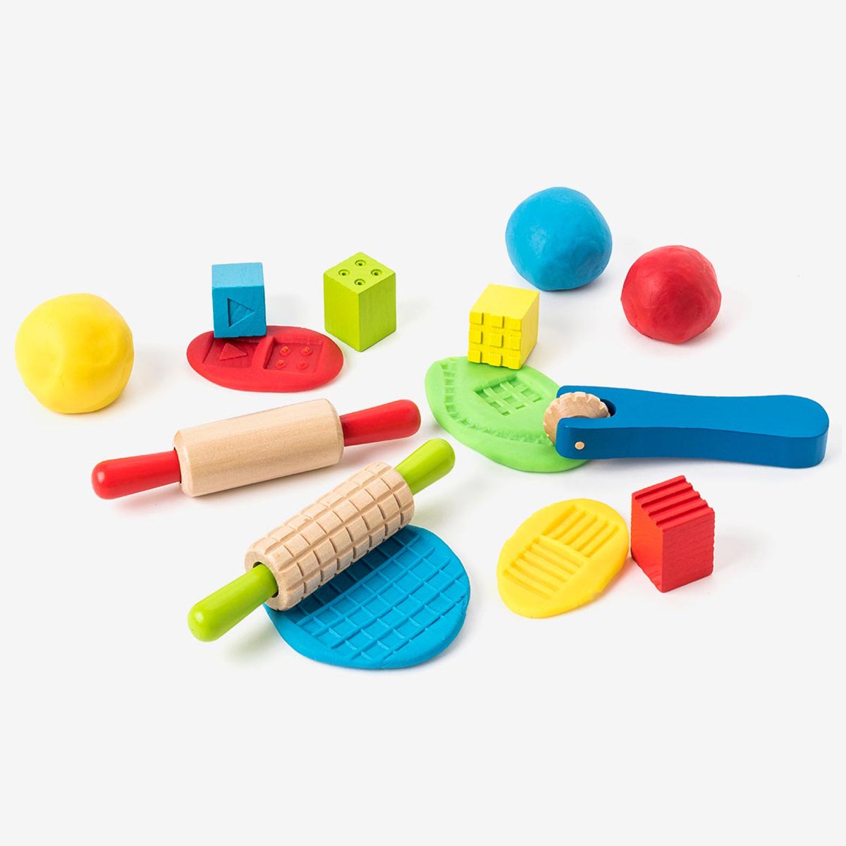 Coffret de pâte à modeler accessoires en bois blanc, OXYBUL