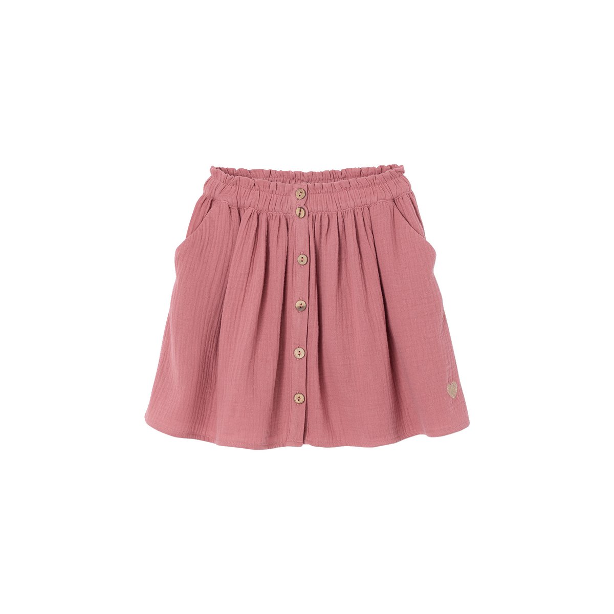 Jupe en gaze de coton vieux rose, VERTBAUDET