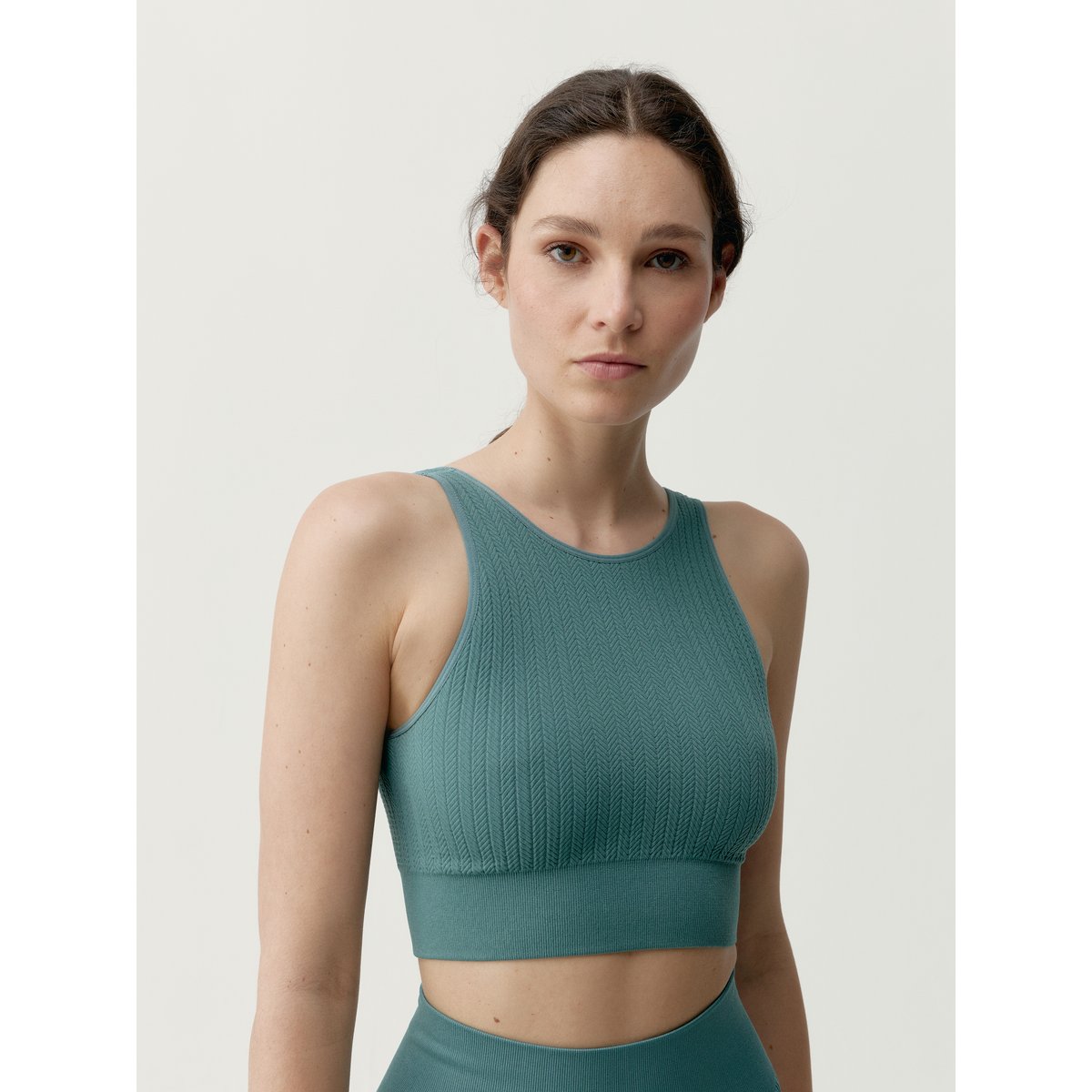 Brassière de sport femme Zinara maintien moyen bretelles bleu sarcelle, BORN