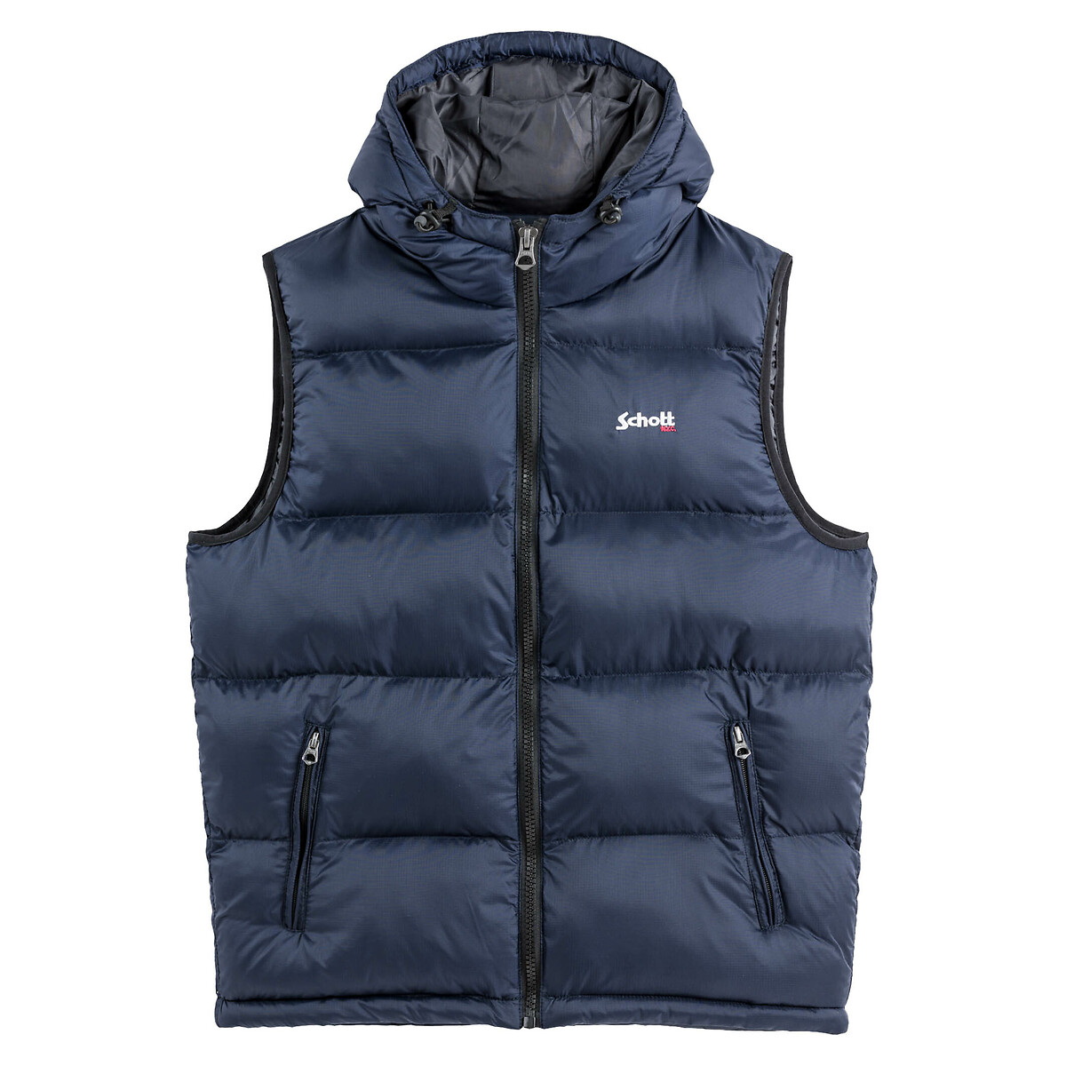 Doudoune sans manches à capuche Idaho 2V bleu marine, SCHOTT