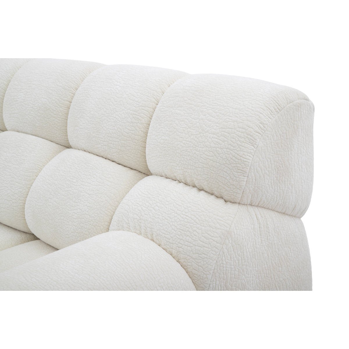 Canapé d'angle convertible 3 places en tissu texturé, ANDRE blanc, BOBOCHIC