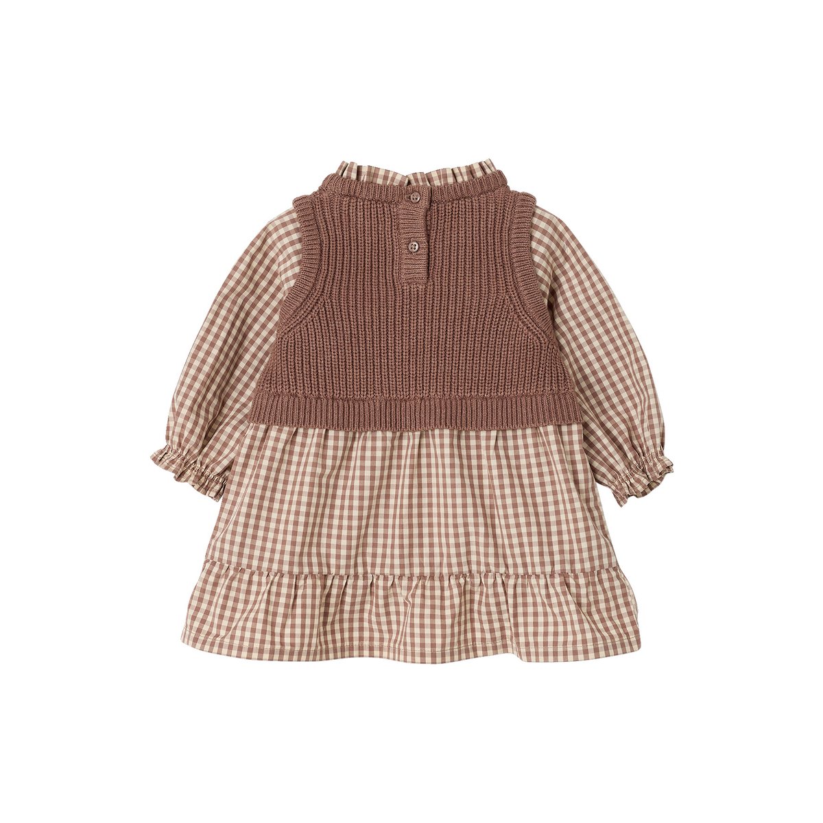 Robe 2 en 1 manches longues chocolat, VERTBAUDET