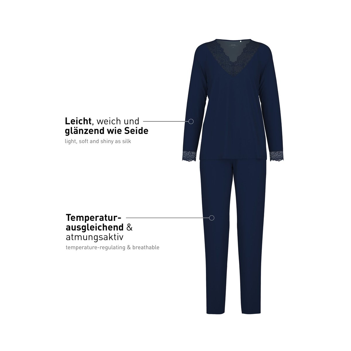 Pyjama manches longues Modal SEASON SPECIAL bleu lapis foncé, CALIDA