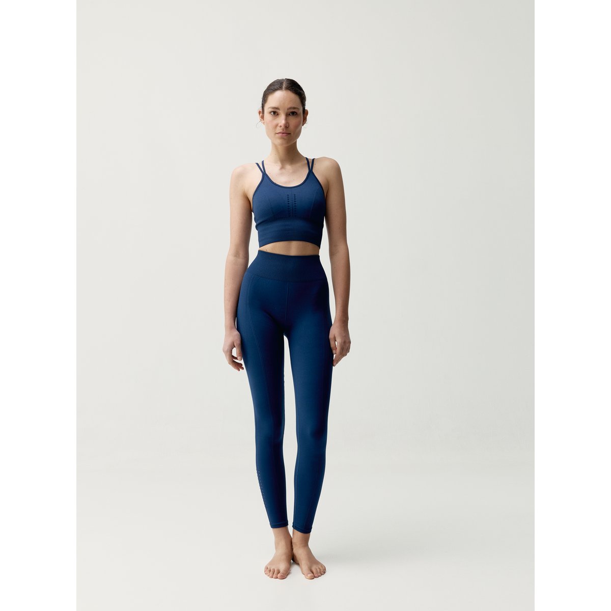 Brassière de sport femme India maintien moyen bretelles coussinets amovibles bleu marin, BORN