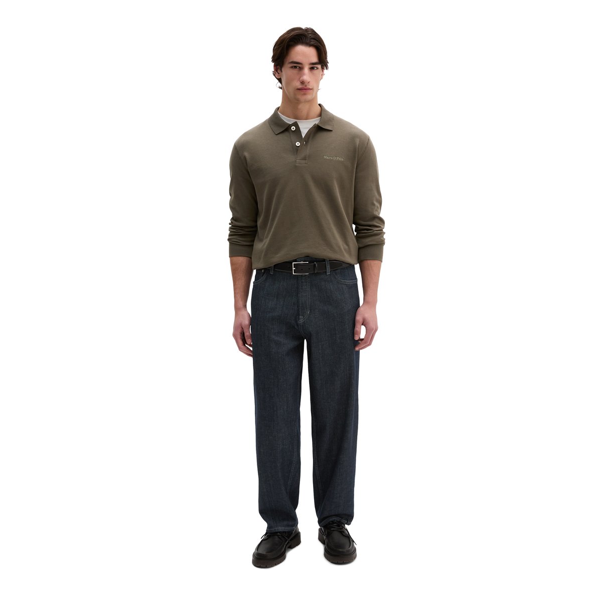 Polo coupe classique en jersey de coton bio épais marron, MARC O'POLO