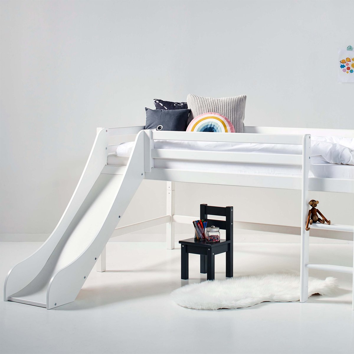 Lit toboggan pin massif ECO DREAM blanc, HOPPEKIDS