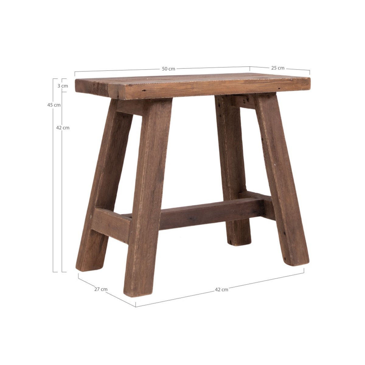 Tabouret en teck H45cm- BARCELONA naturel, HOUSE NORDIC