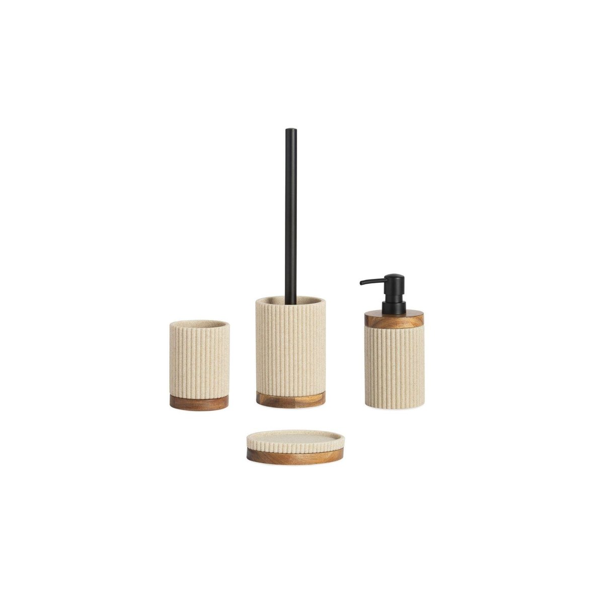 Porte brosse à dents polyrésine beige et acacia - 8x8x11cm beige, WADIGA