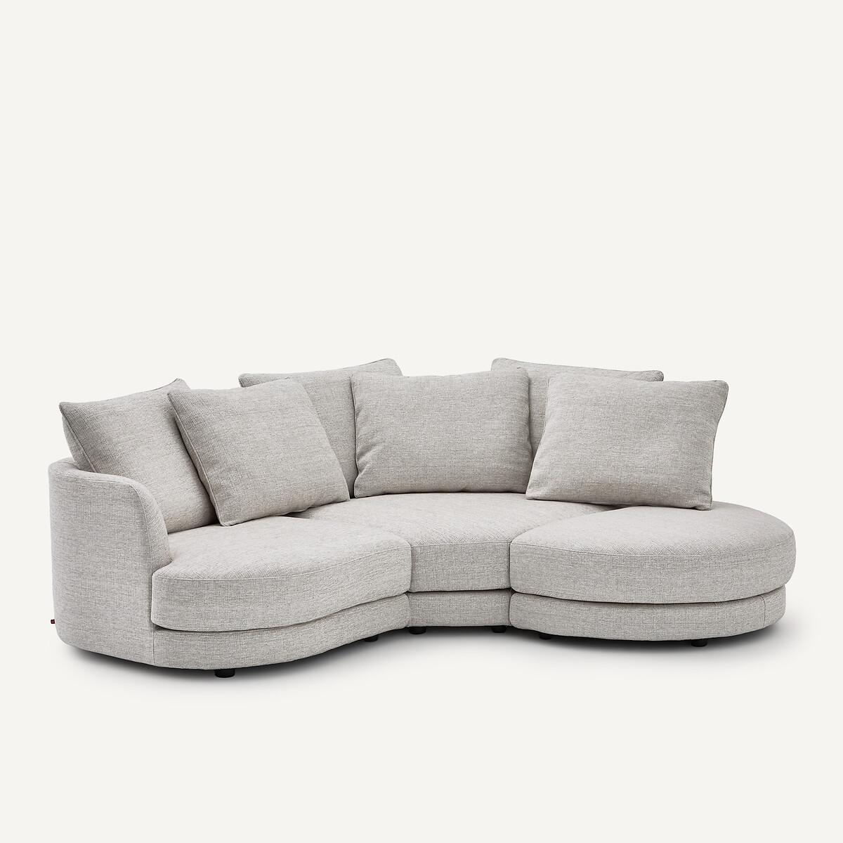 Demi-canapé gauche, arrondi, modulable en toile jaspée, TIBERIO gris/blanc, AM.PM