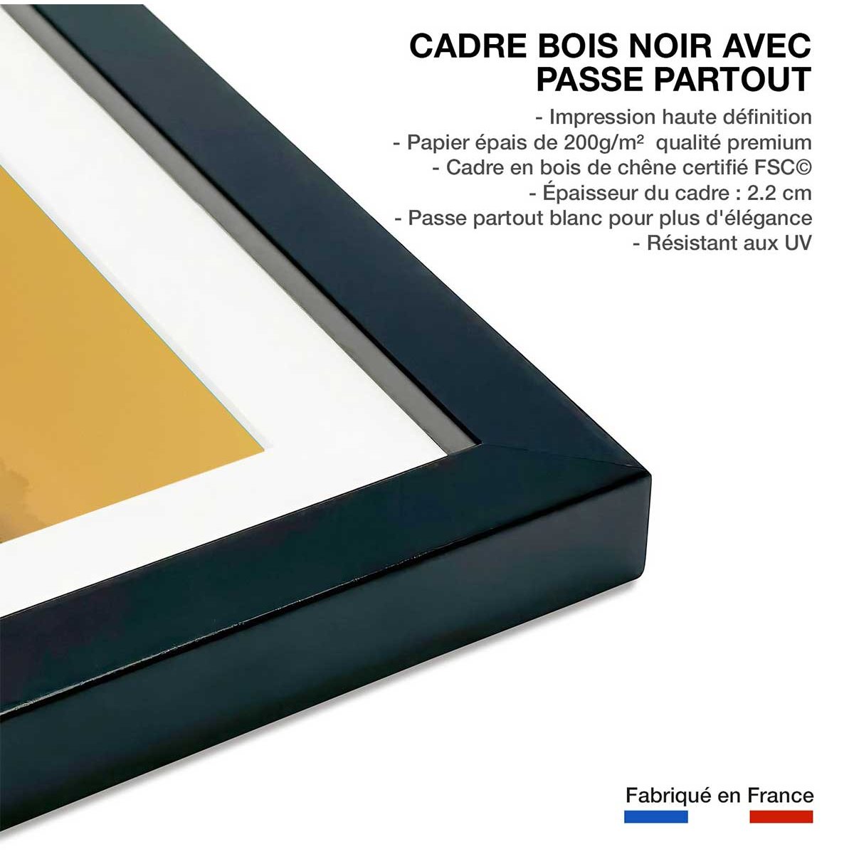 Affiche photo tonne landaise au petit matin affiche + cadre en bois - noir, HEXOA