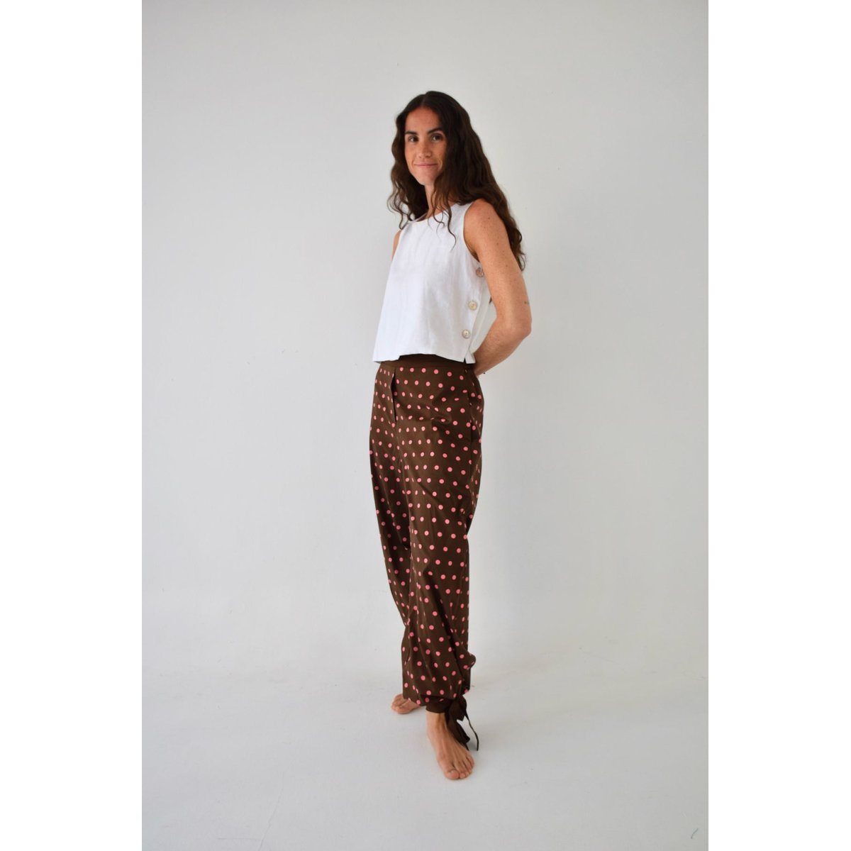 Pantalon bouffant à pois LIA marron / rose, MINDTRAVELER
