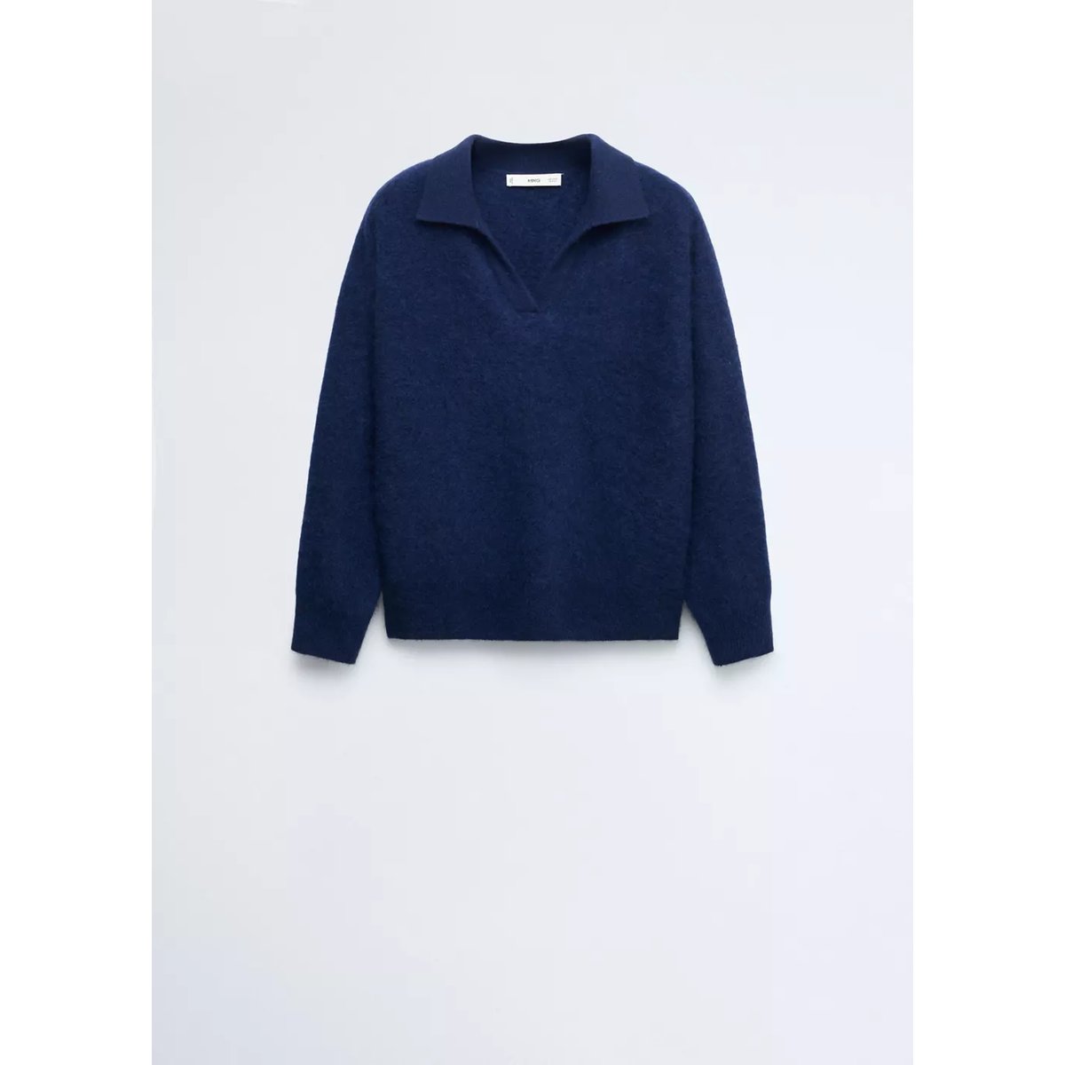 Pull 100% laine col polo bleu encre, MANGO
