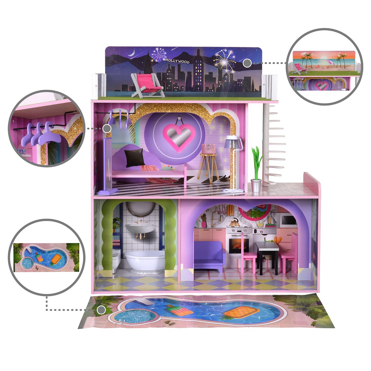 Maison Poupée Enfant Bois Sunset DREAMLAND multicolore, TEAMSON KIDS