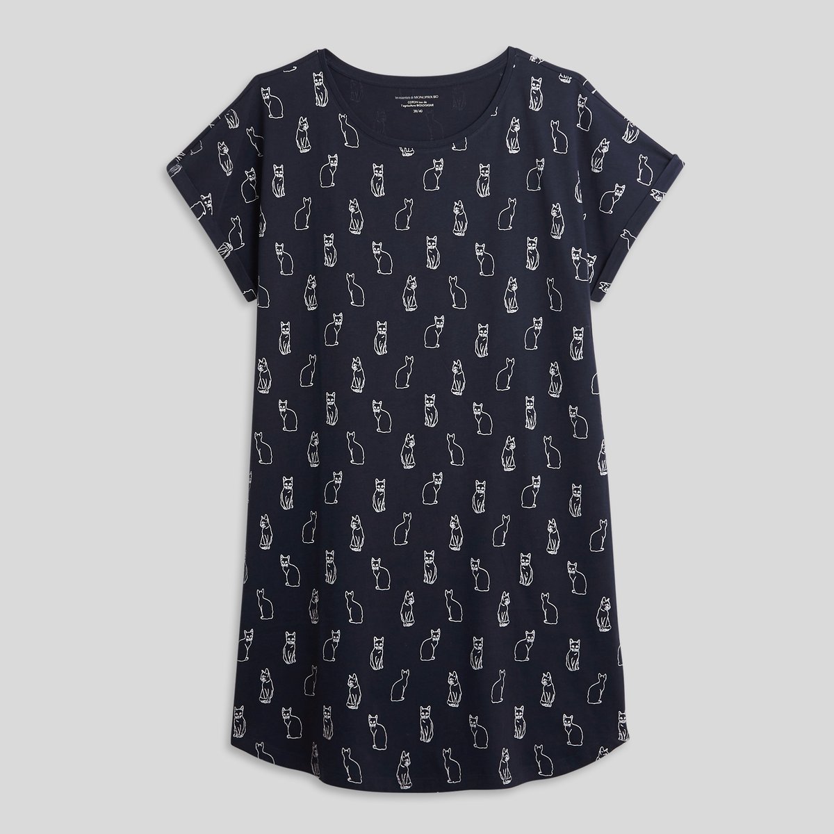 Grand t-shirt en coton BIO marine, MONOPRIX