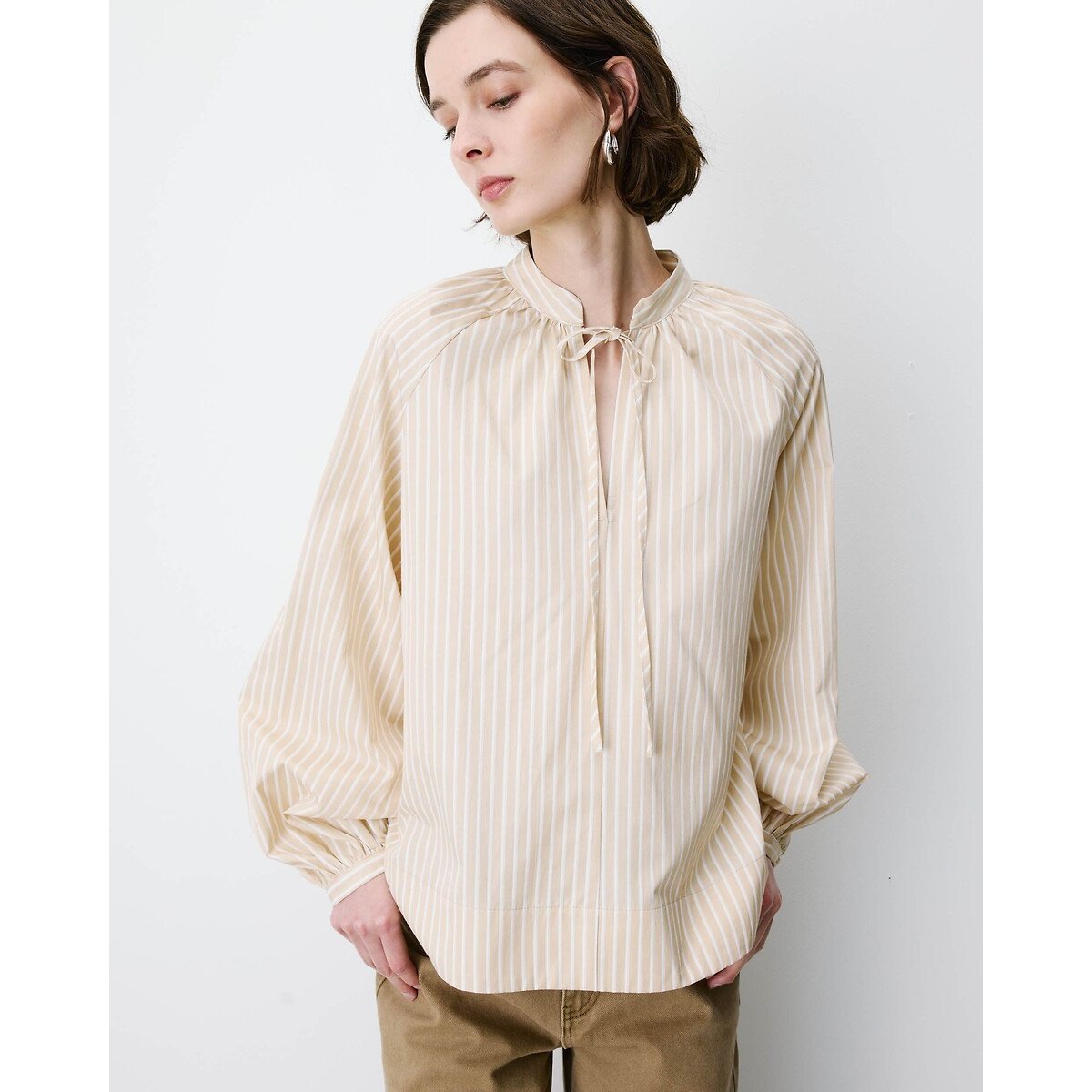 Blouse rayée, ALBANE beige, GRACE & MILA